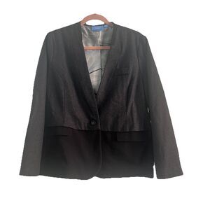 Vera Wang Blazer Petite XL Wool Blend Two Tone Gray Black Brand New